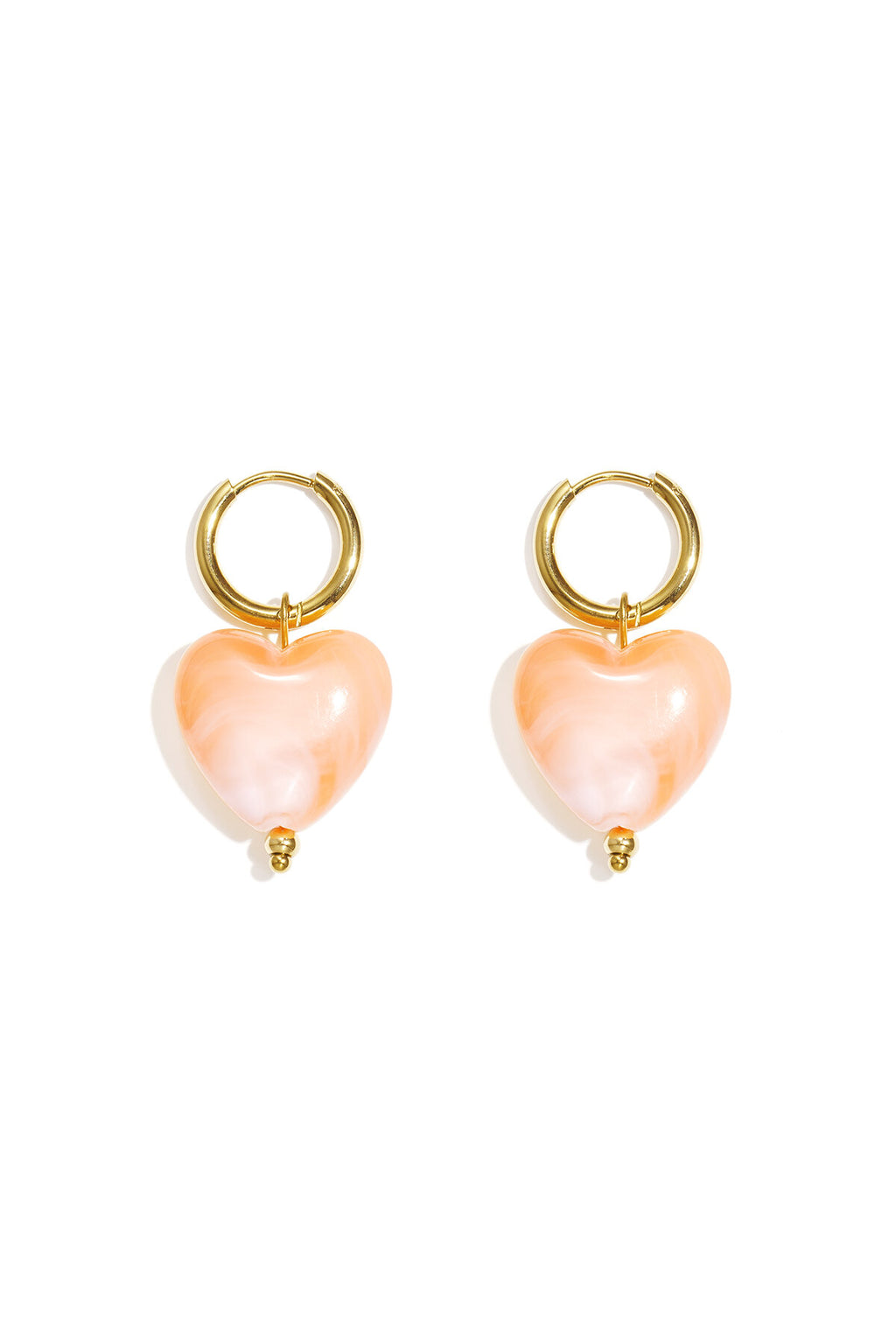 Earrings with heart-shaped beads