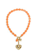 Squoval beaded necklace hanging heart