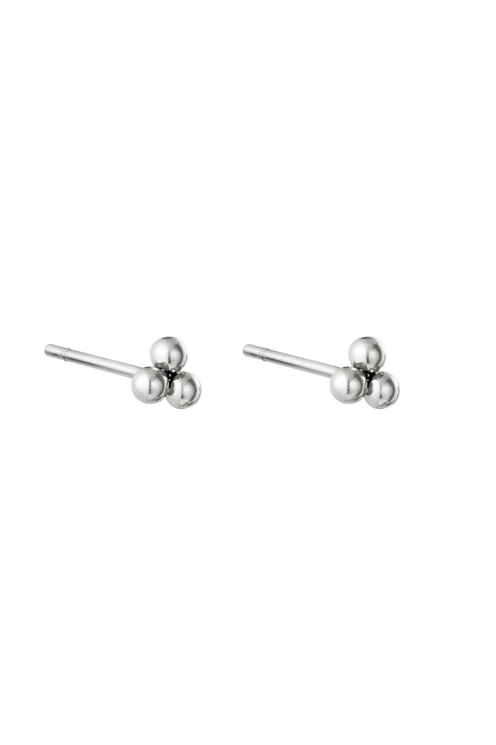 Earrings Triple Bullet Silver Color Stainless Steel