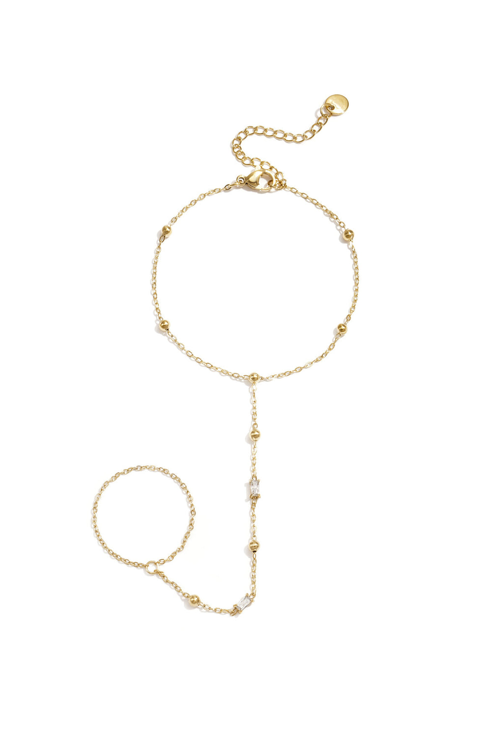 Hand chain with beads and rectangular stones