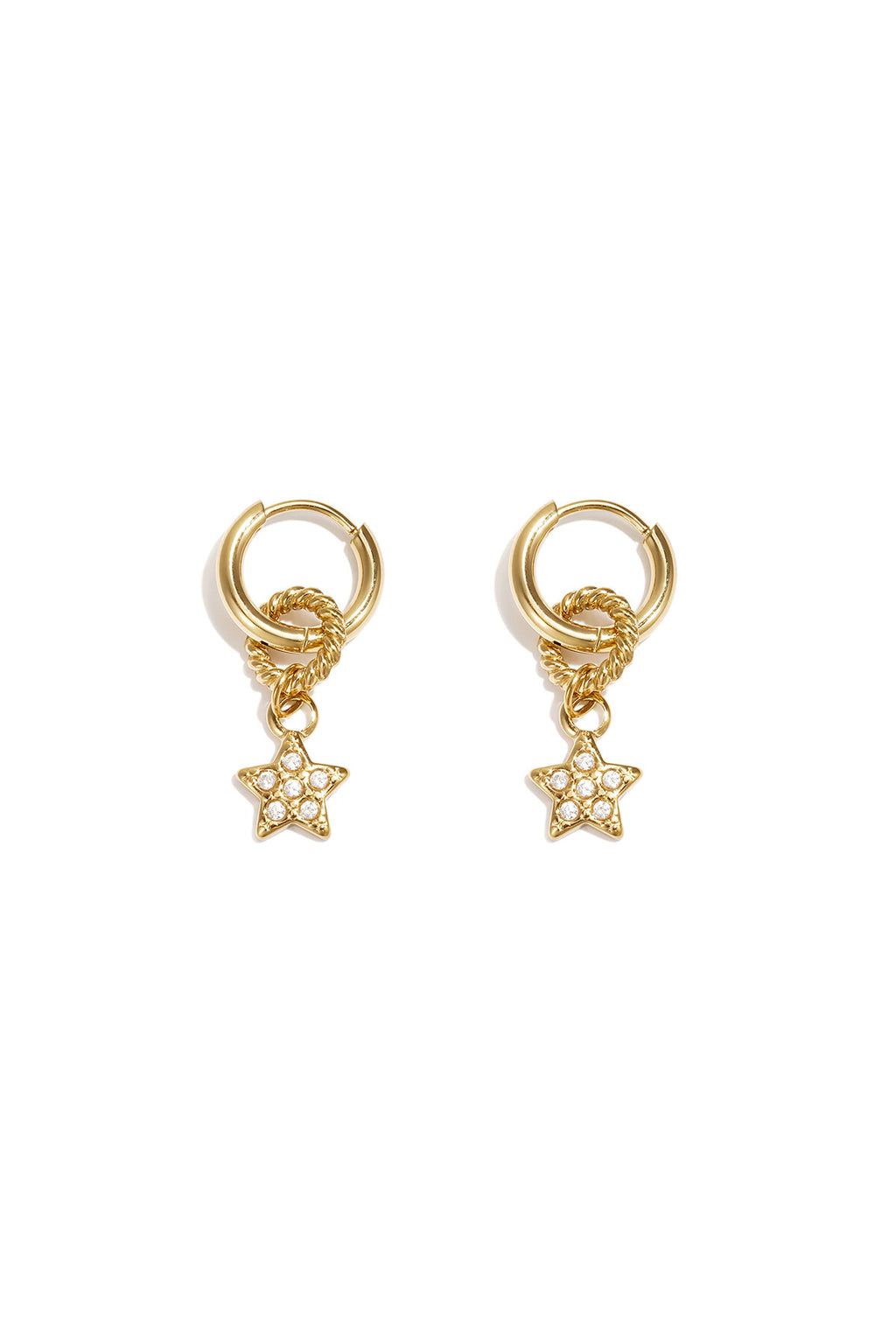 Small earring with dangling embellished star