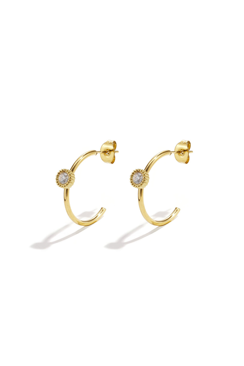 Hoop earrings with round stone