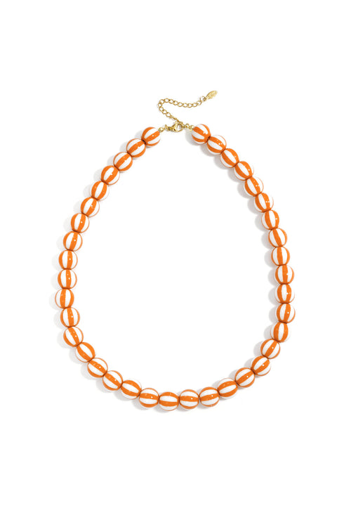 Bead necklace with striped beads