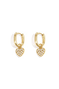 Squoval earrings with set heart charms