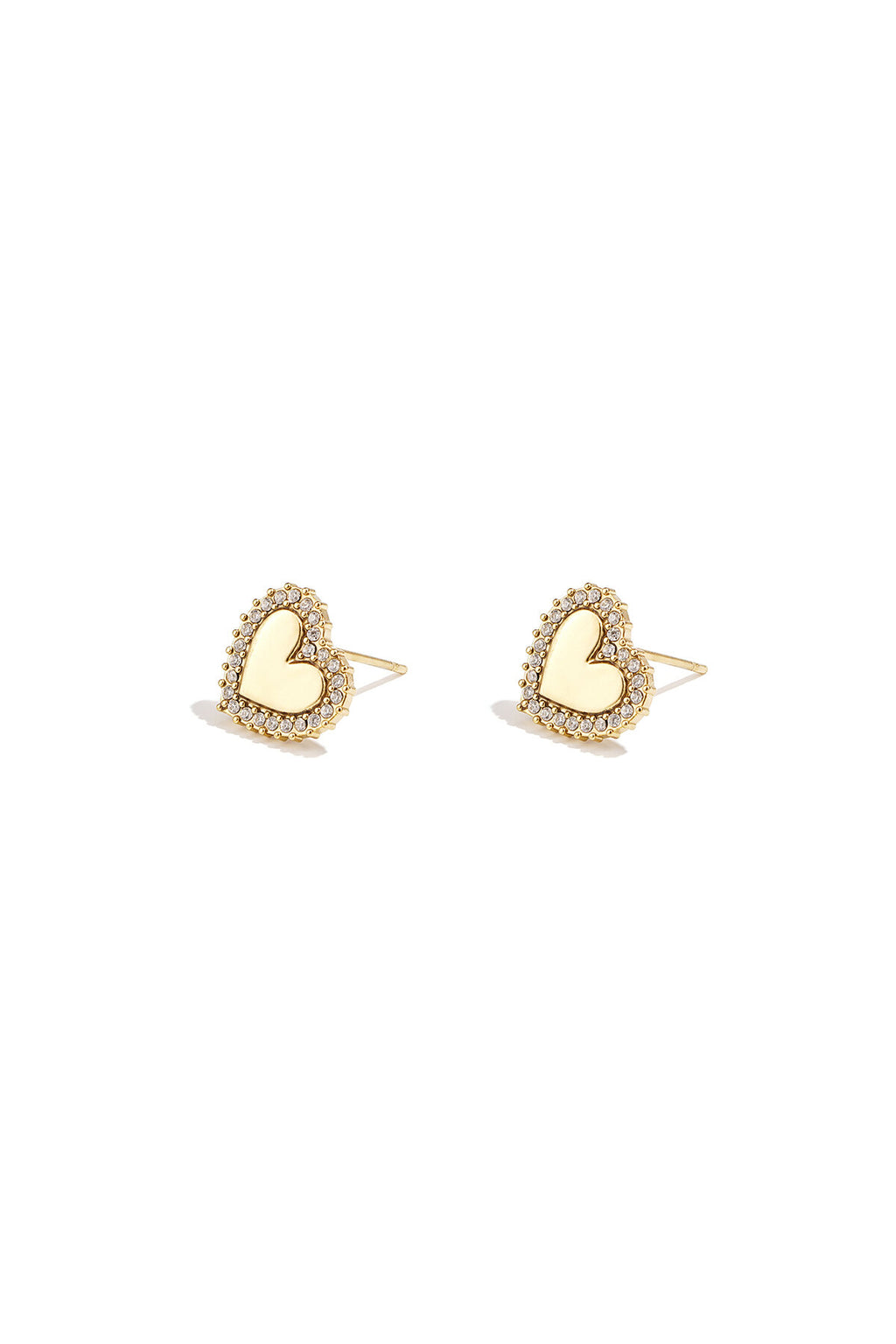 Heart-shaped stud earrings with set edges