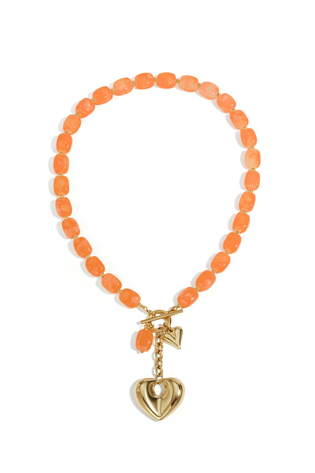Squoval beaded necklace hanging heart