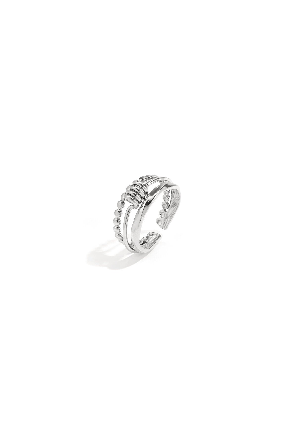 Layered ring with minimalist twisted detail