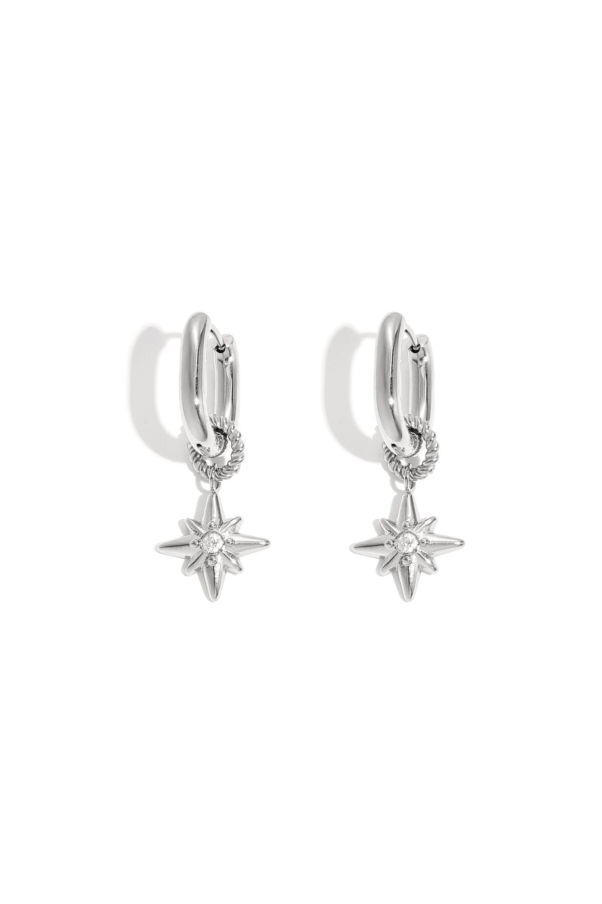 Earrings with shooting star on a small ring
