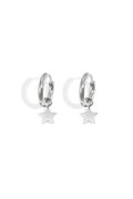 Earrings Star Silver Color Stainless Steel