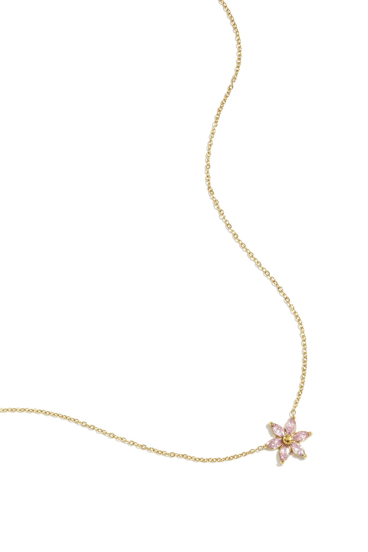 Necklace with rhinestone flower
