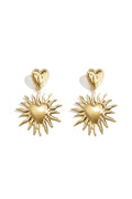 Heart earrings with hanging sun