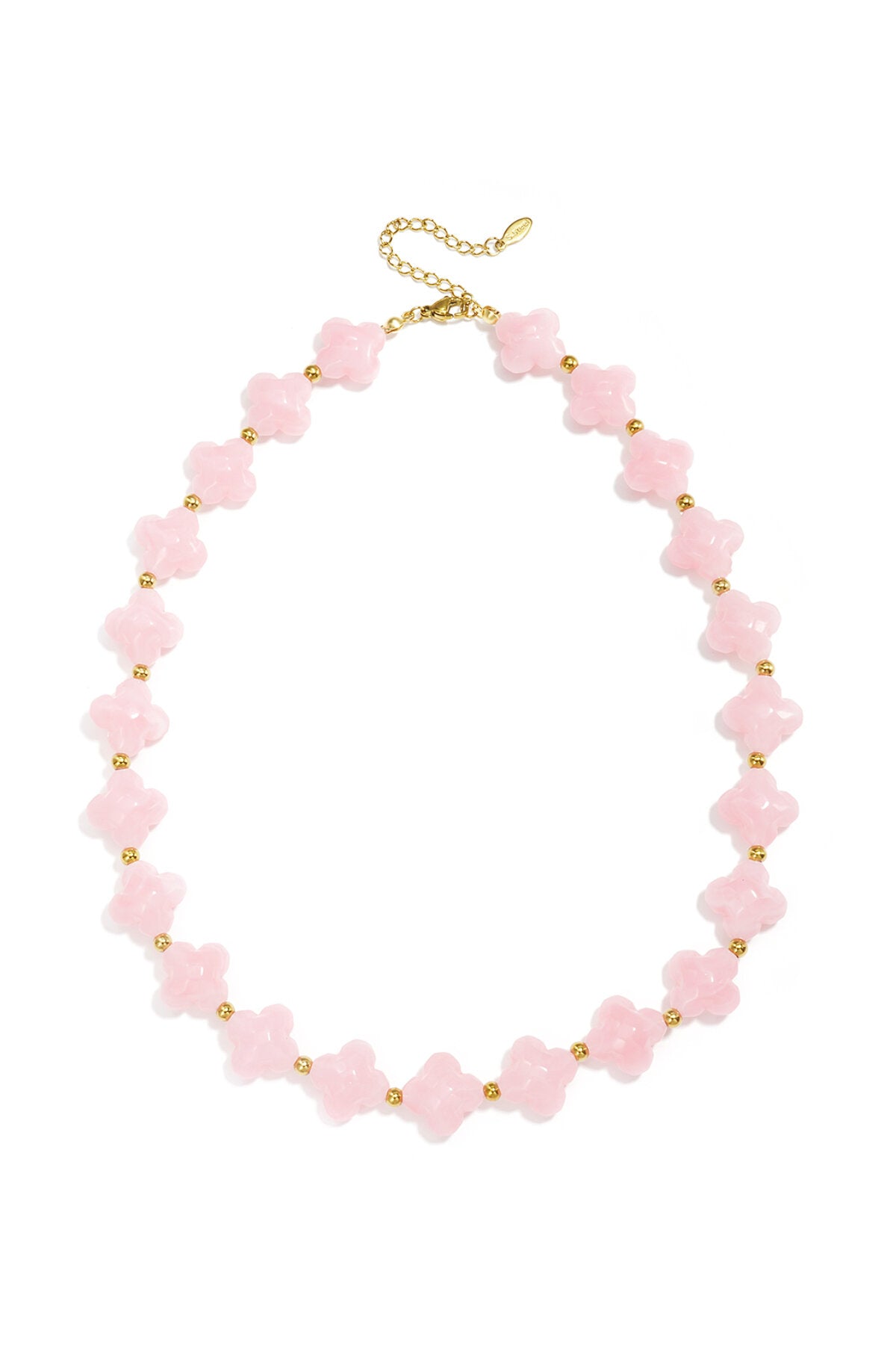 Bead necklace with clover beads